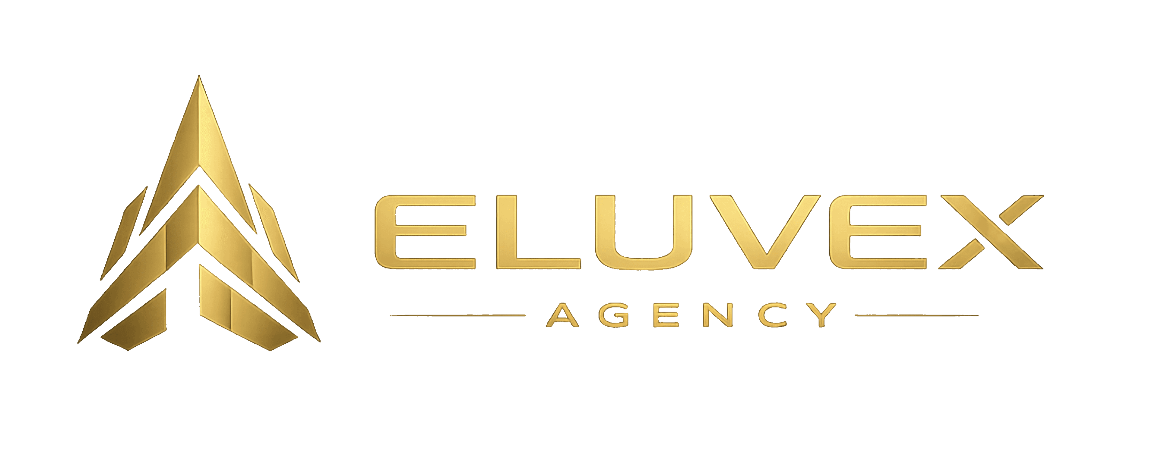 Eluvex Agency logo — geometric gold chevron